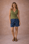 Blusa transpassada ombro frazido VERDE